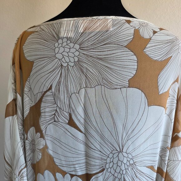 A.B. Lambdin Silk Poncho Coverup Top Floral Sequin Beads Tie Plus Sz 18 Vintage - Picture 7 of 12